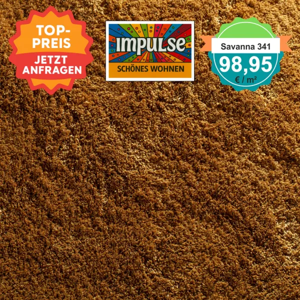 JAB Savanna 341 Gold – Draufsicht des Hochflor-Teppichbodens mit Preisangabe